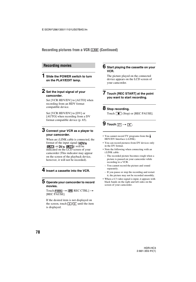 Sony HDR-HC3 User Manual | Page 78 / 135