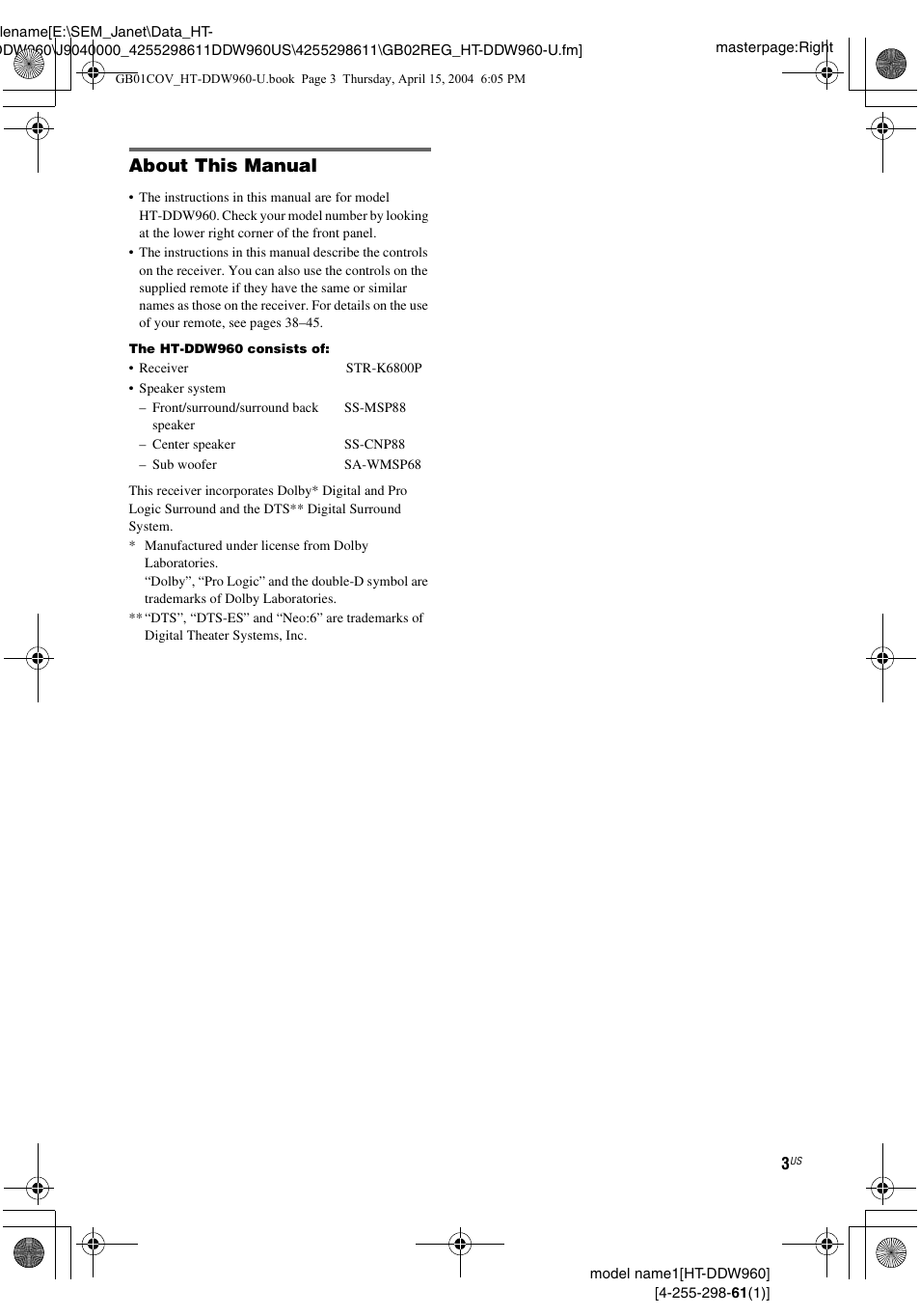 About this manual | Sony HT-DDW960 User Manual | Page 3 / 56
