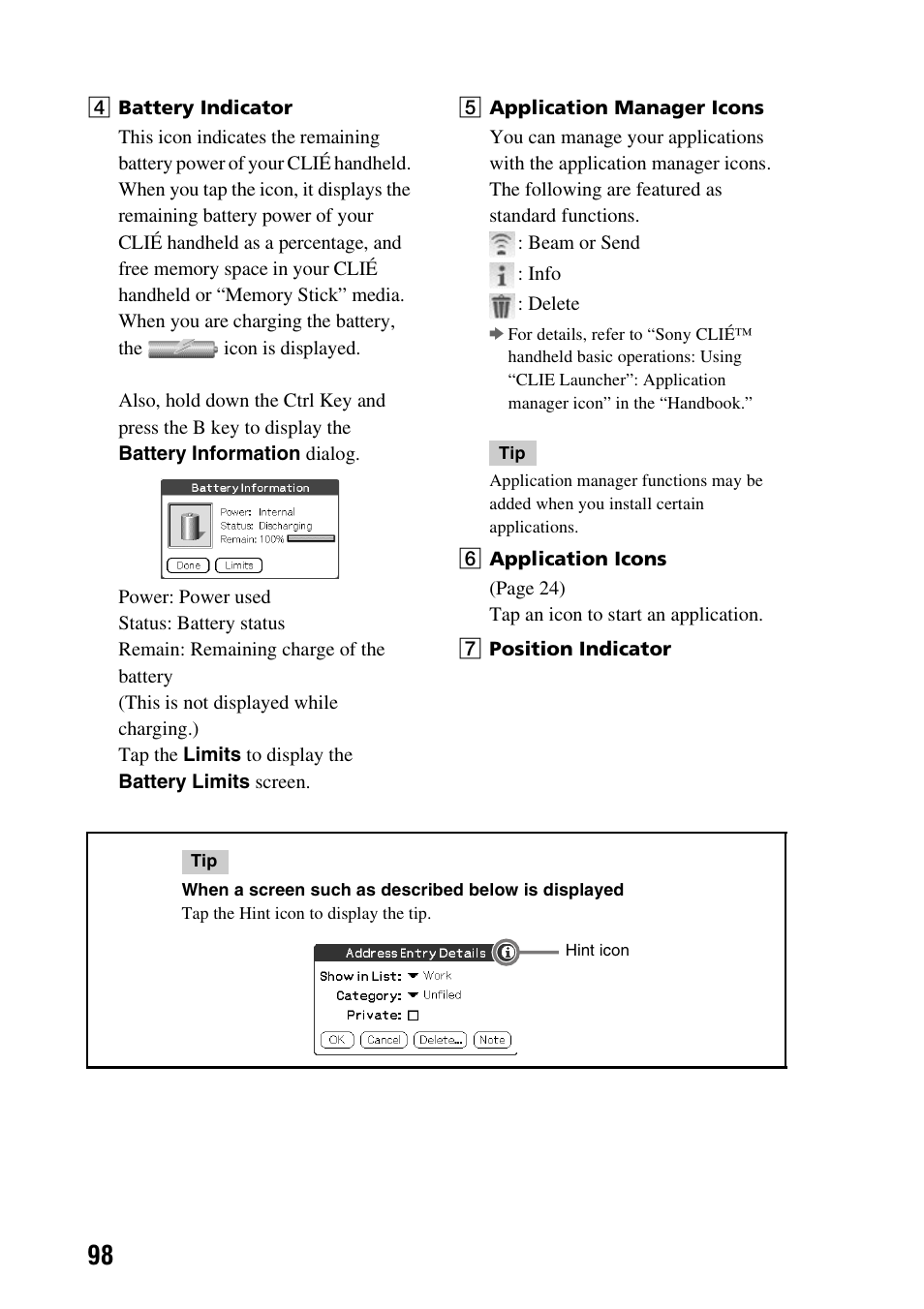 Sony PEG-TG50 User Manual | Page 98 / 104