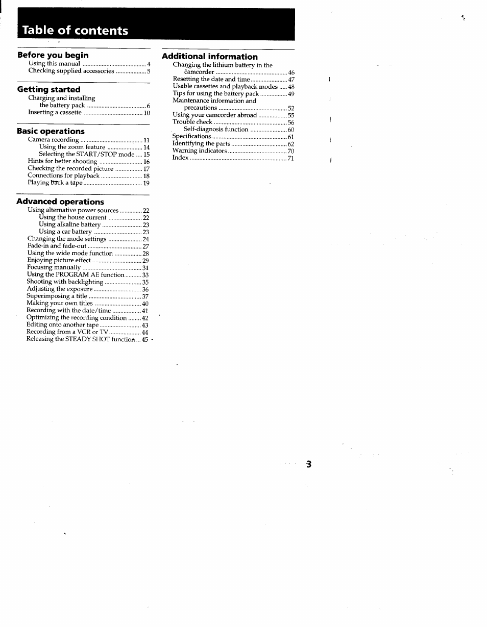 Sony CCD-TR930 User Manual | Page 3 / 71