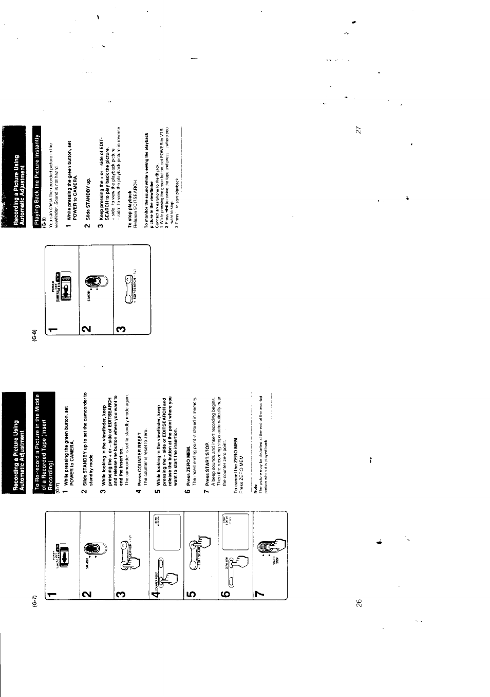Playing back the picture instantly | Sony CCD-F301 User Manual | Page 14 / 31