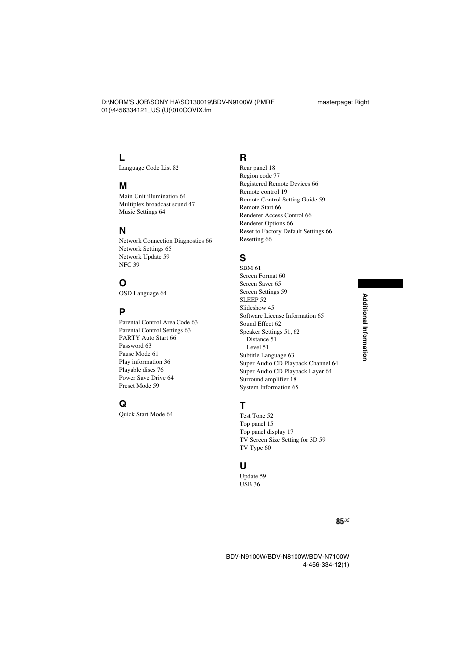Sony BDV-N8100W User Manual | Page 85 / 88