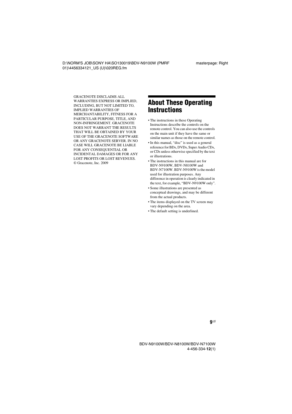 About these operating instructions | Sony BDV-N8100W User Manual | Page 9 / 88