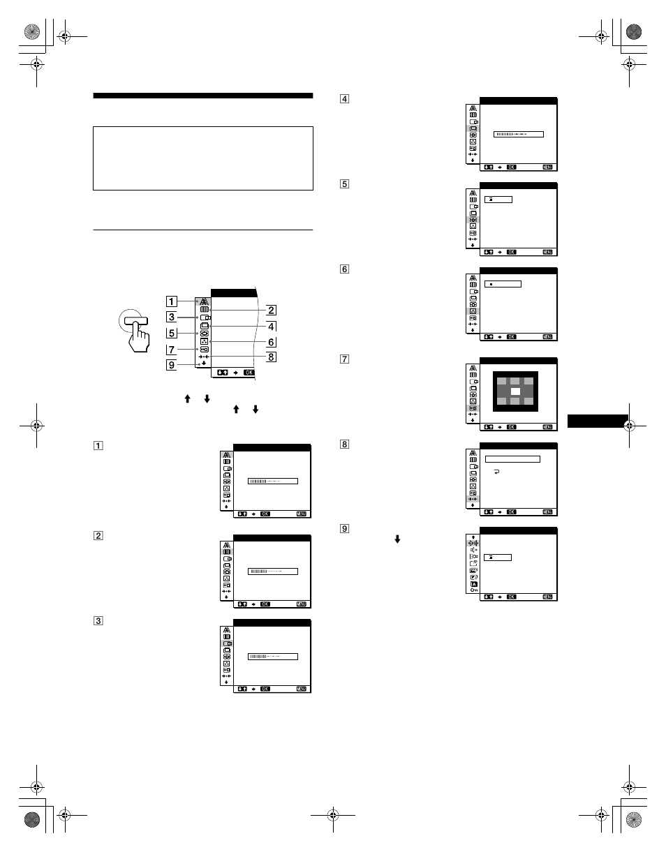 Einstellen des monitors, Navigieren in den menüs | Sony SDM-N50R User Manual | Page 51 / 104