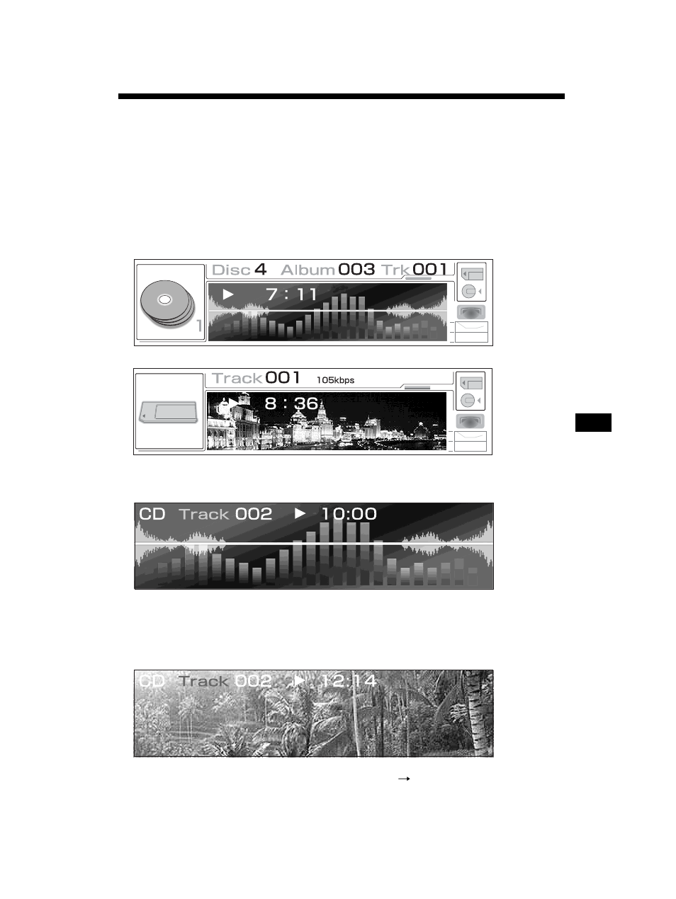 Selección del modo de pantalla y del patrón de, Pantalla | Sony MEX-5DI User Manual | Page 127 / 170