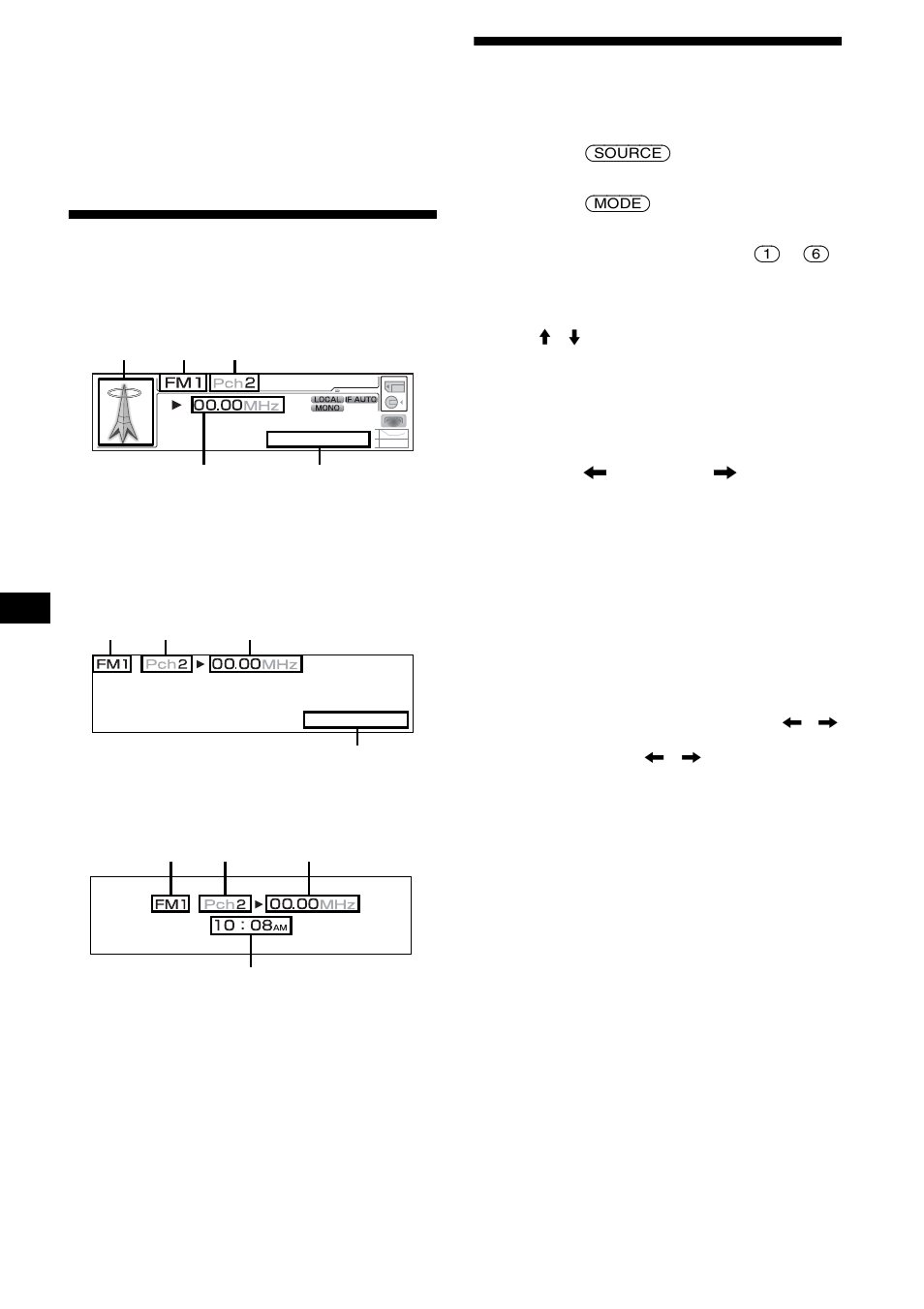 Elementos de la pantalla, Recepción de las emisoras almacenadas, Elementos de la pantalla recepción de las emisoras | Almacenadas | Sony MEX-5DI User Manual | Page 140 / 170