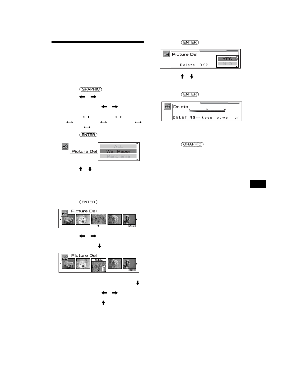 Borrado de los datos de imagen, Picture del | Sony MEX-5DI User Manual | Page 151 / 170