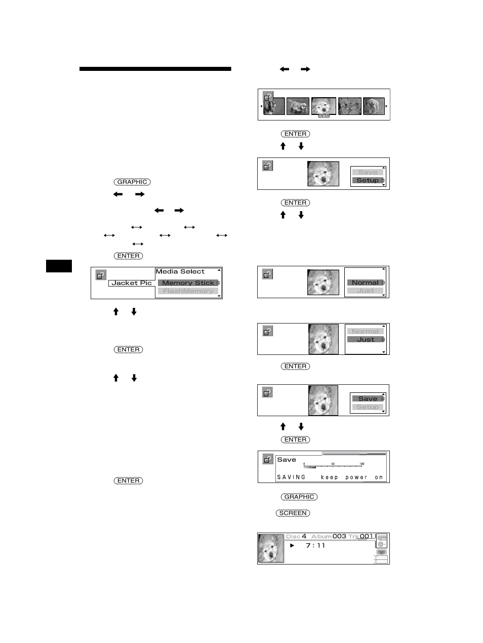 Setting a jacket picture, Jacket pic (standard mode), Jacket pic | Sony MEX-5DI User Manual | Page 34 / 170