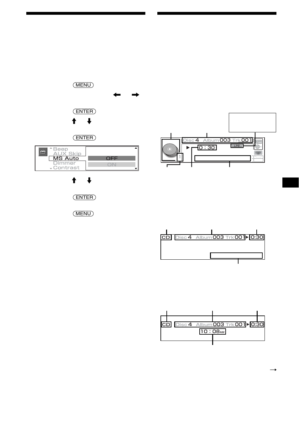 Rubriques d’affichage, Lire les pistes contenues dans le “mg memory, Stick” automatiquement | Sony MEX-5DI User Manual | Page 77 / 170