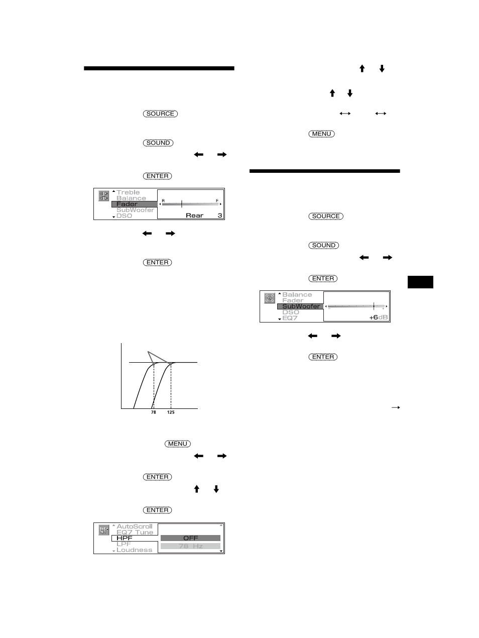 Réglage du volume avant et arrière, Réglage du volume du/des caisson(s) de graves, De graves | Sony MEX-5DI User Manual | Page 99 / 170