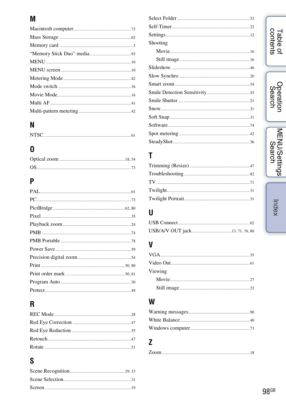 Sony DSC-W310 User Manual | Page 98 / 98