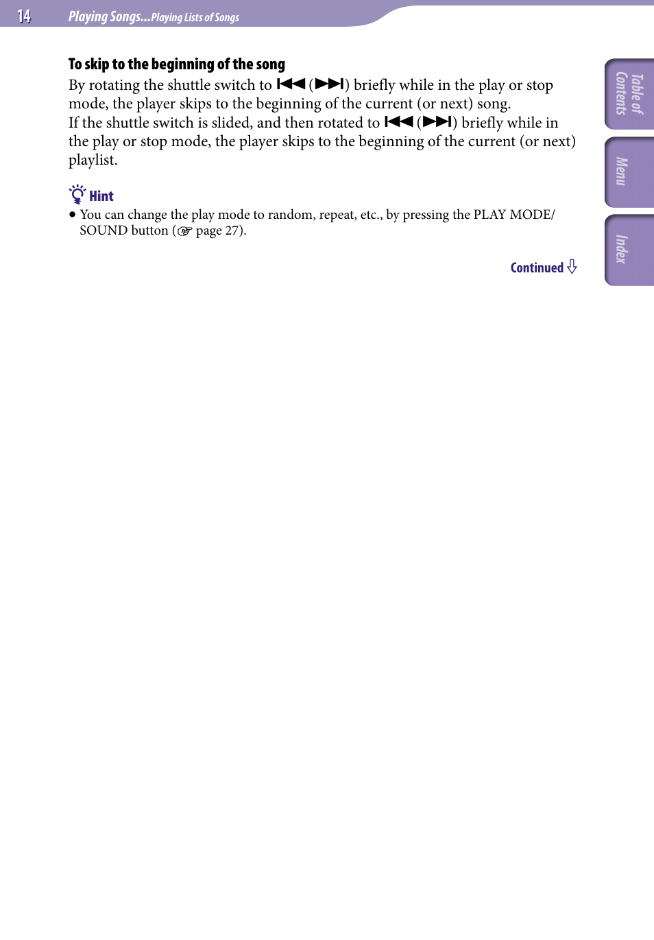 Sony NW-S705FBLACK User Manual | Page 14 / 113