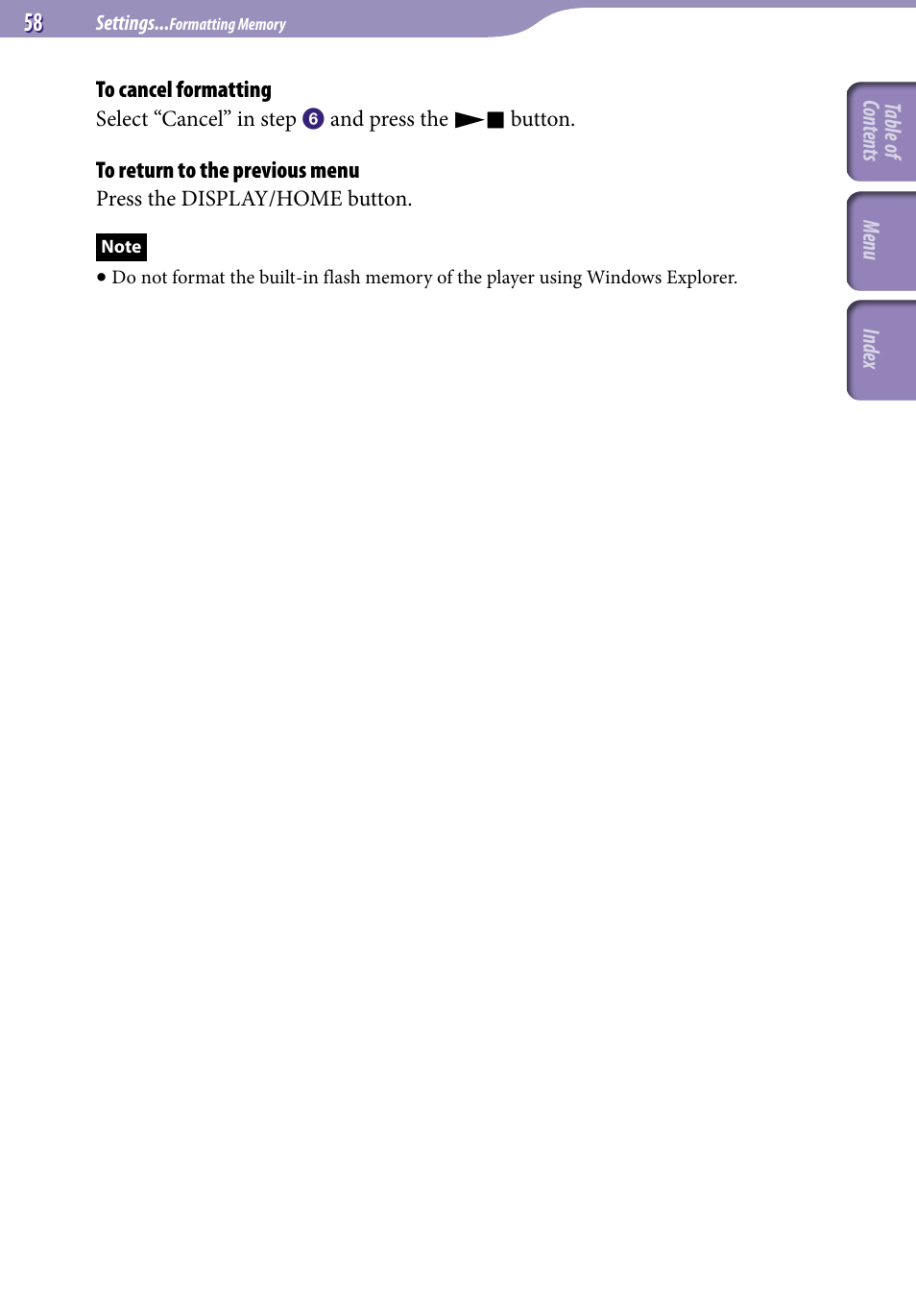 Sony NW-S705FBLACK User Manual | Page 58 / 113