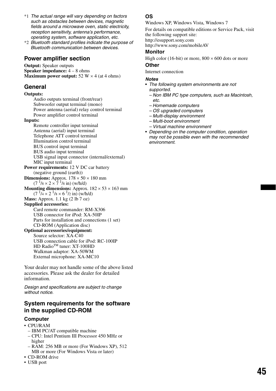 General | Sony DSX-S300BTX User Manual | Page 45 / 152
