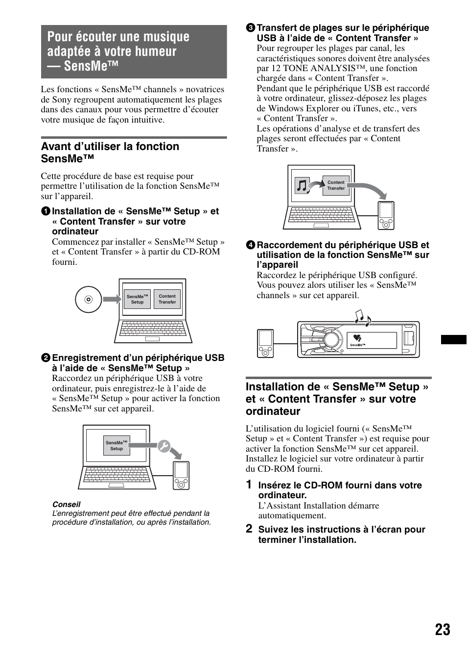 Avant d’utiliser la fonction sensme | Sony DSX-S300BTX User Manual | Page 71 / 152