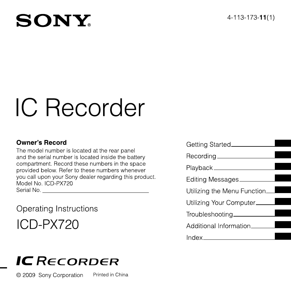 Sony ICD-PX720 User Manual | 96 pages