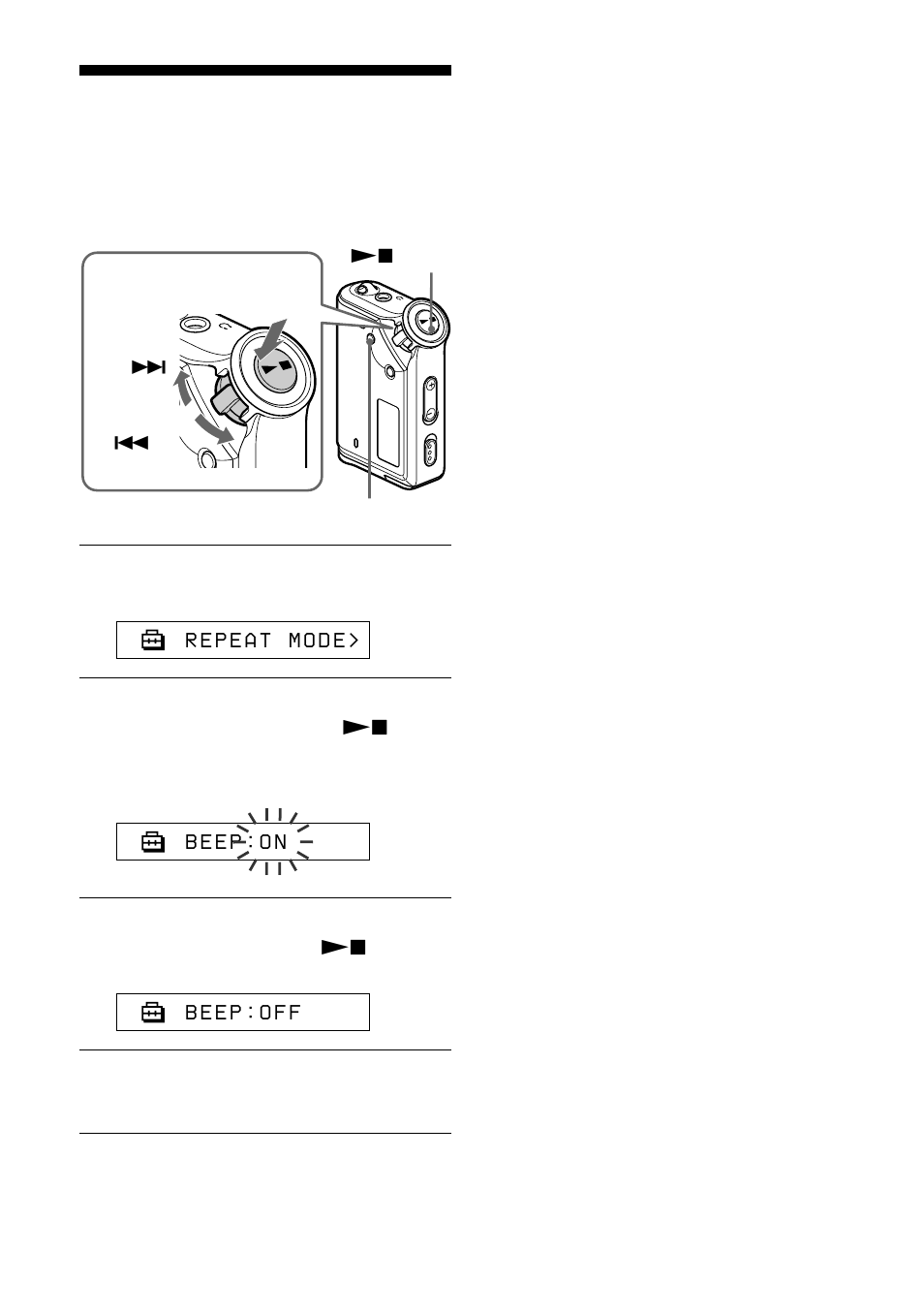 Turning off the beep sound (beep) | Sony NW-E75 User Manual | Page 30 / 48