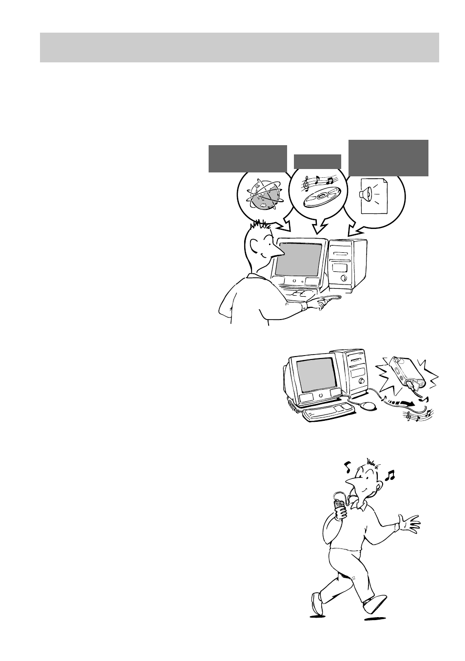 Overview, What you can do with your network walkman, Store digital audio files on your computer | Transfer files to your network walkman, Enjoy music with your network walkman | Sony NW-E75 User Manual | Page 6 / 48