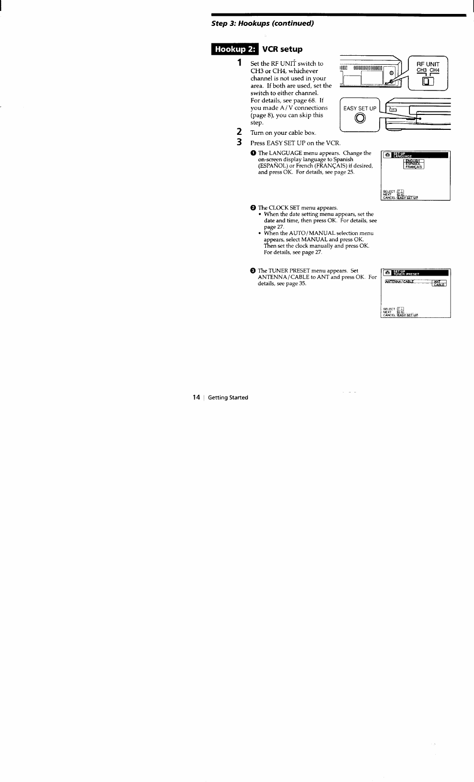 Vcr setup, Hookup 2: vcr setup | Sony SLV-662HF User Manual | Page 14 / 80
