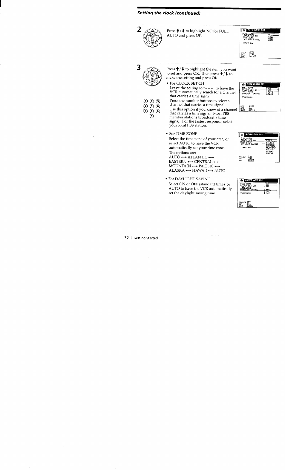 Setting the clock (continued) | Sony SLV-662HF User Manual | Page 33 / 80
