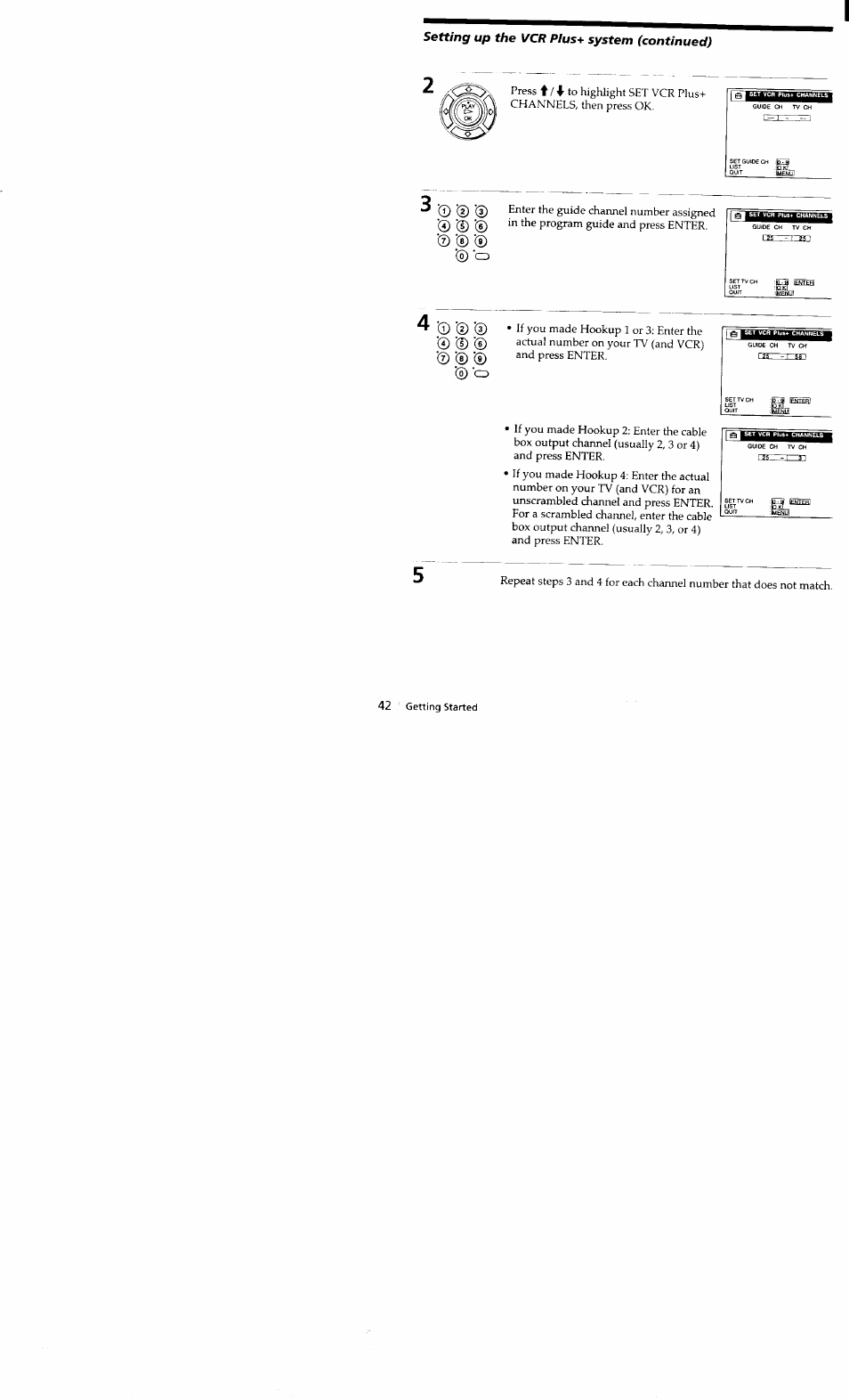 Setting up the vcr plus* system (continued) | Sony SLV-662HF User Manual | Page 43 / 80