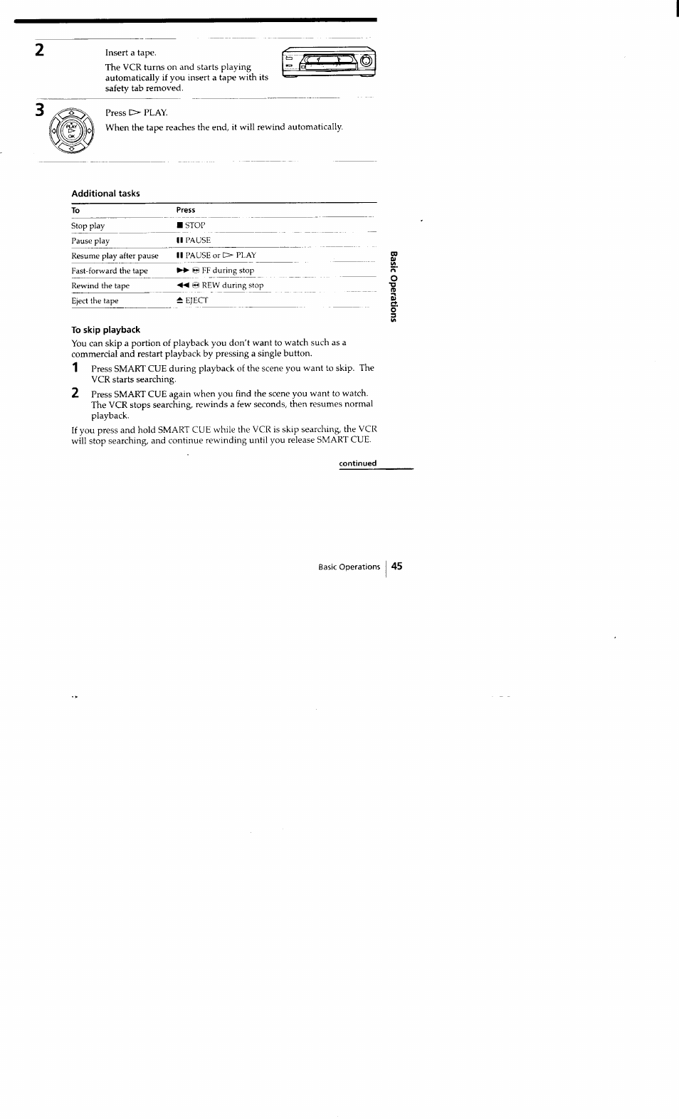 Additional tasks, To skip playback | Sony SLV-662HF User Manual | Page 46 / 80