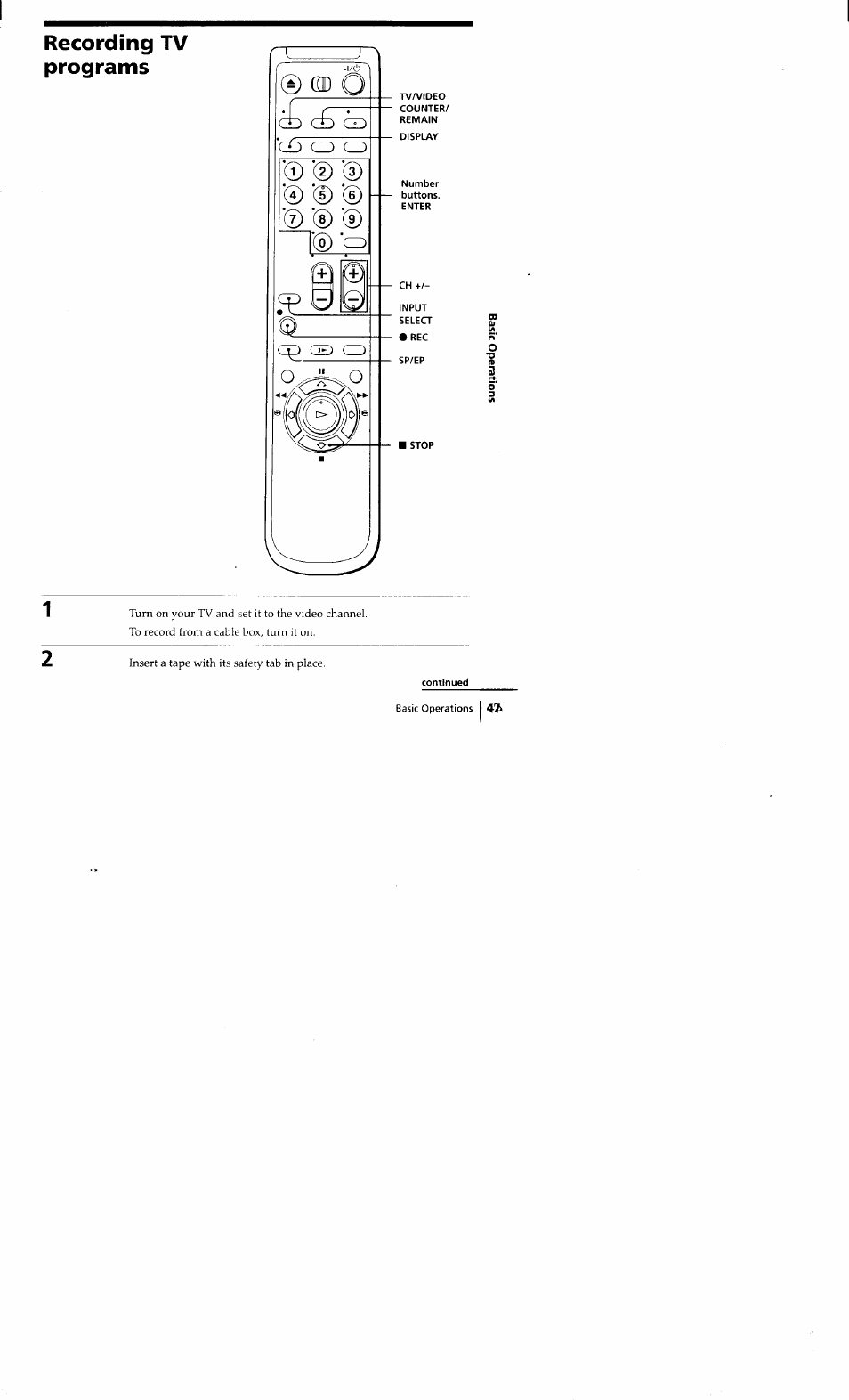 Recording tv programs | Sony SLV-662HF User Manual | Page 48 / 80