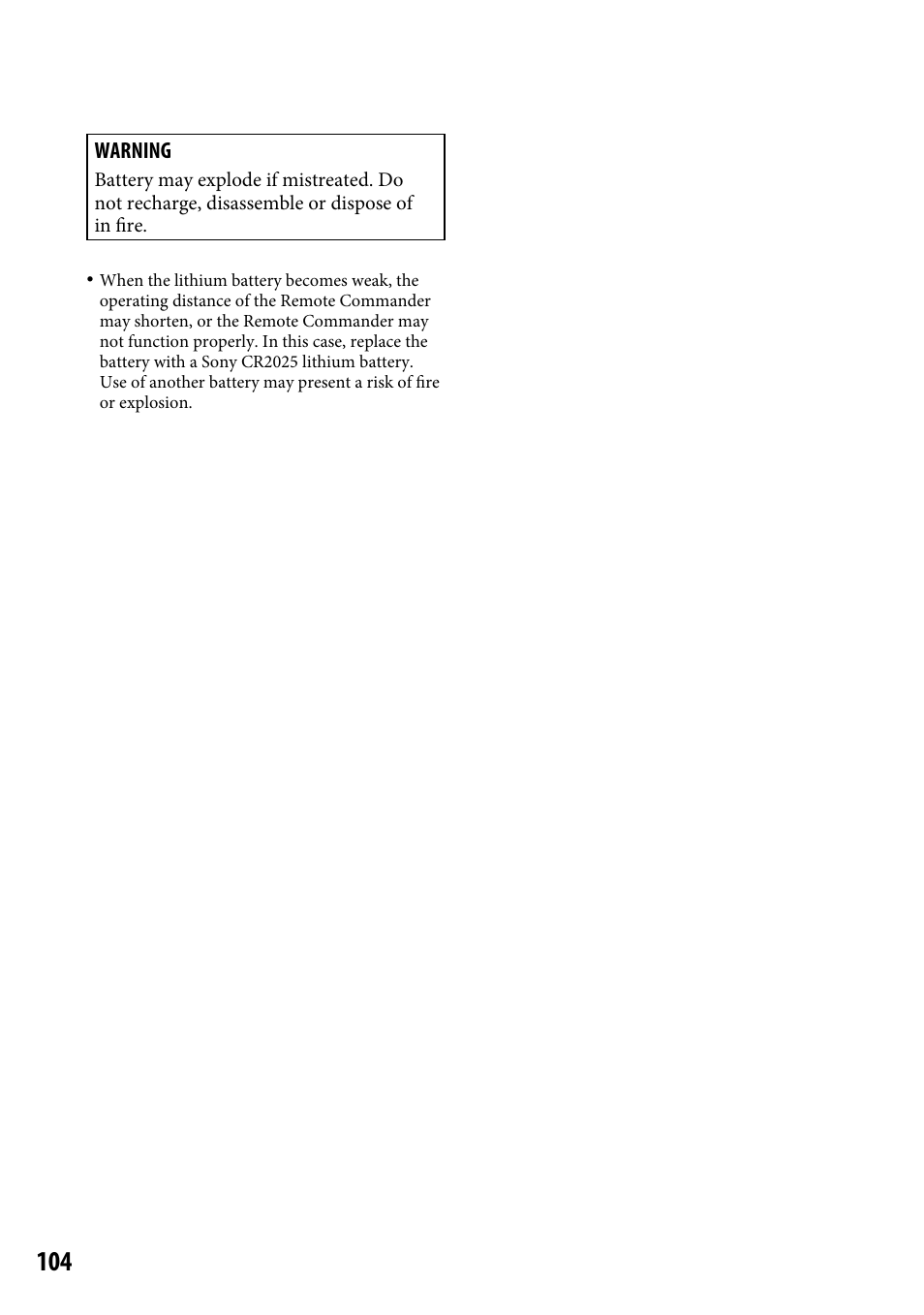 Warning | Sony DCR-SR220 User Manual | Page 104 / 111
