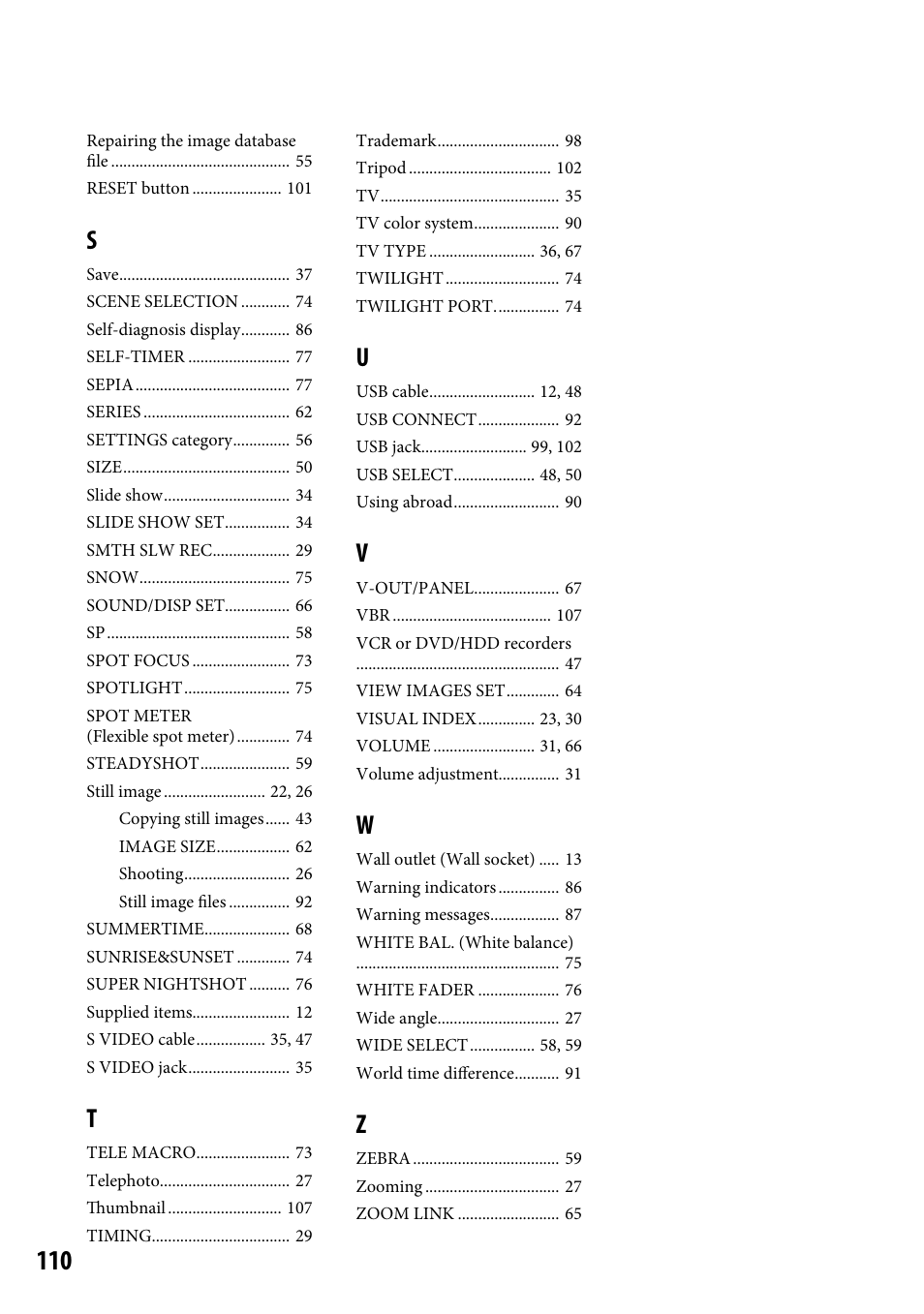 Sony DCR-SR220 User Manual | Page 110 / 111