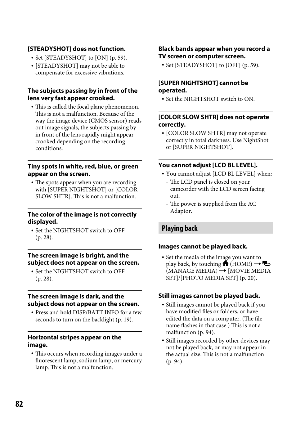 Playing back | Sony DCR-SR220 User Manual | Page 82 / 111