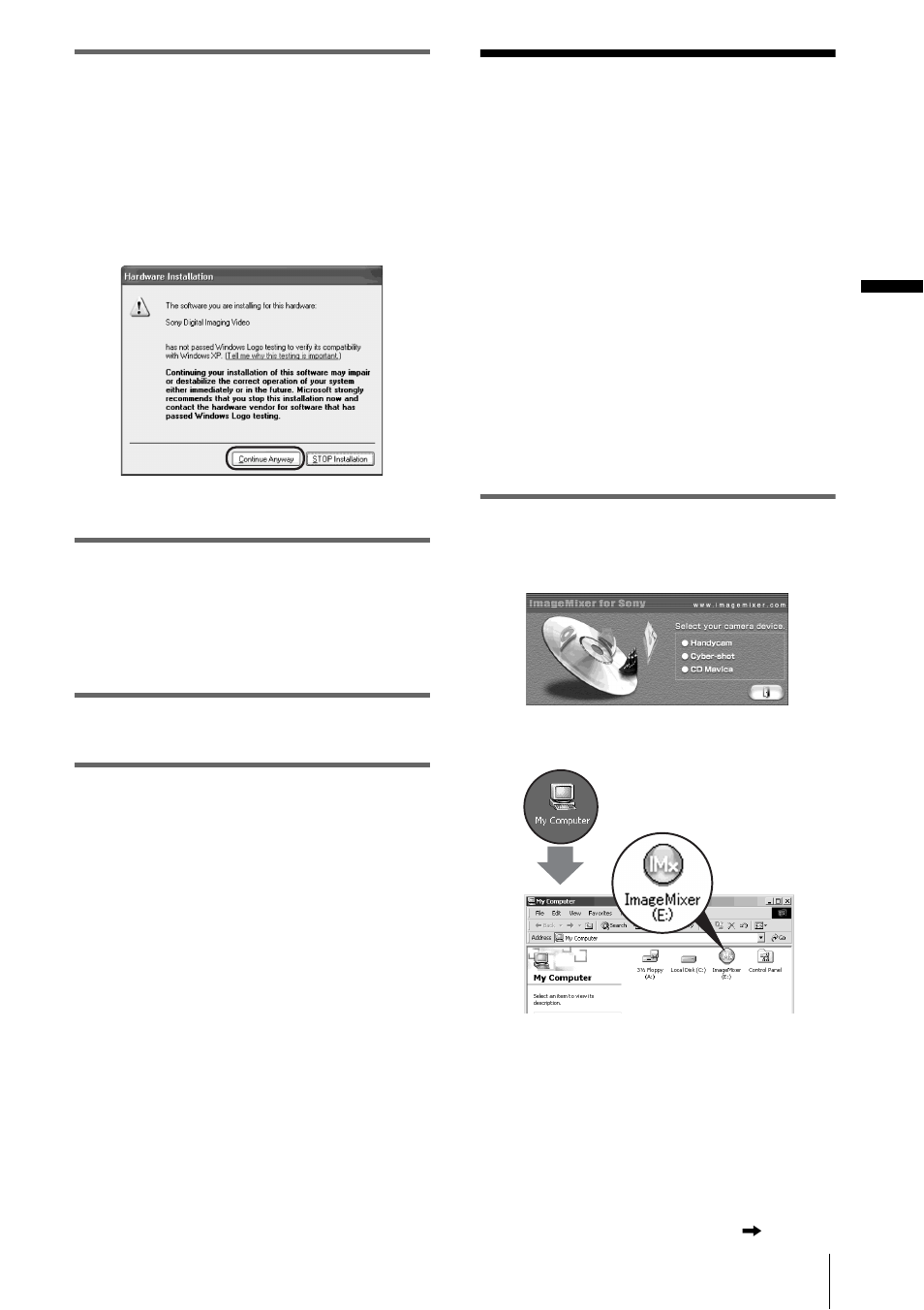 Step 2: installing the image editor software, Imagemixer ver.1.5 for sony) | Sony DCR-IP1 User Manual | Page 9 / 48