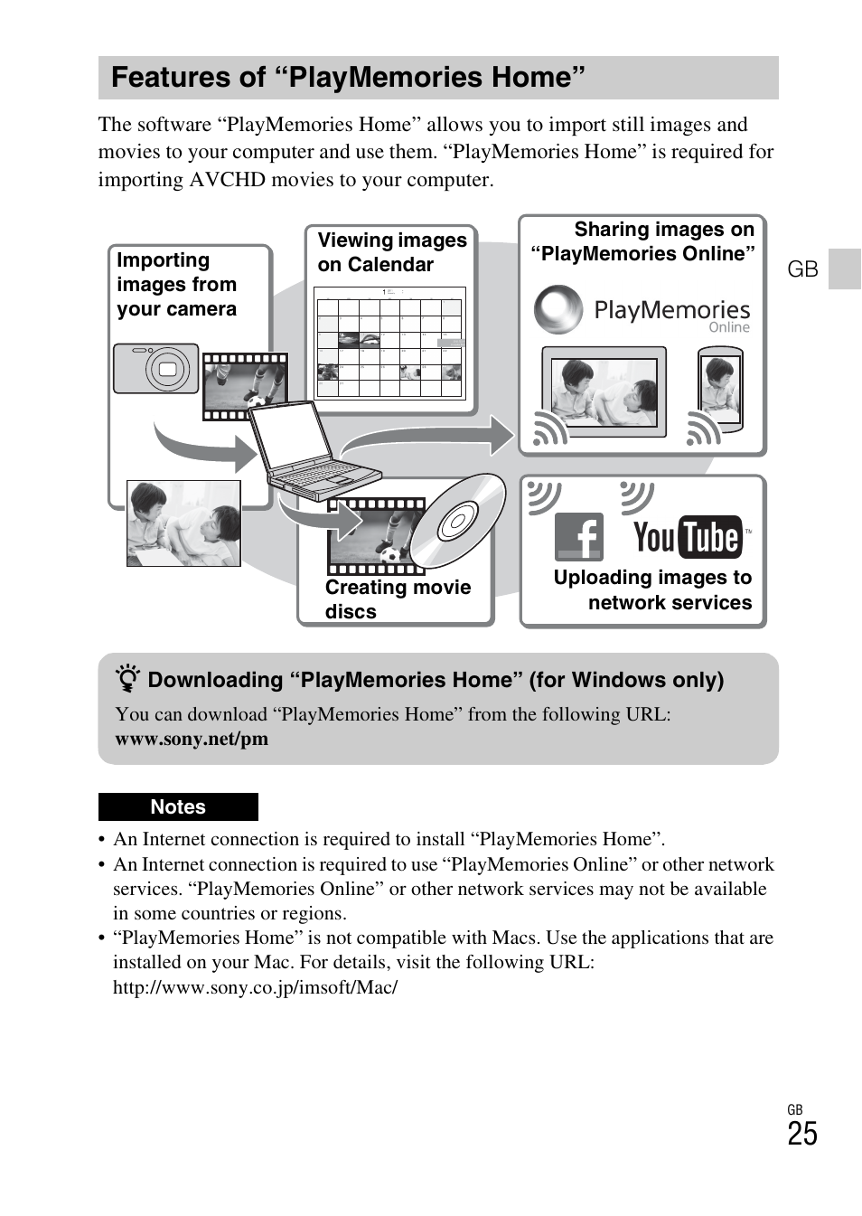 Features of “playmemories home | Sony DSC-HX300 User Manual | Page 25 / 68
