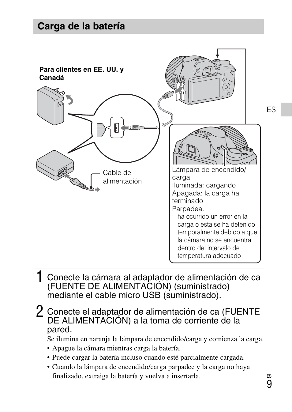 Carga de la batería | Sony DSC-HX300 User Manual | Page 41 / 68