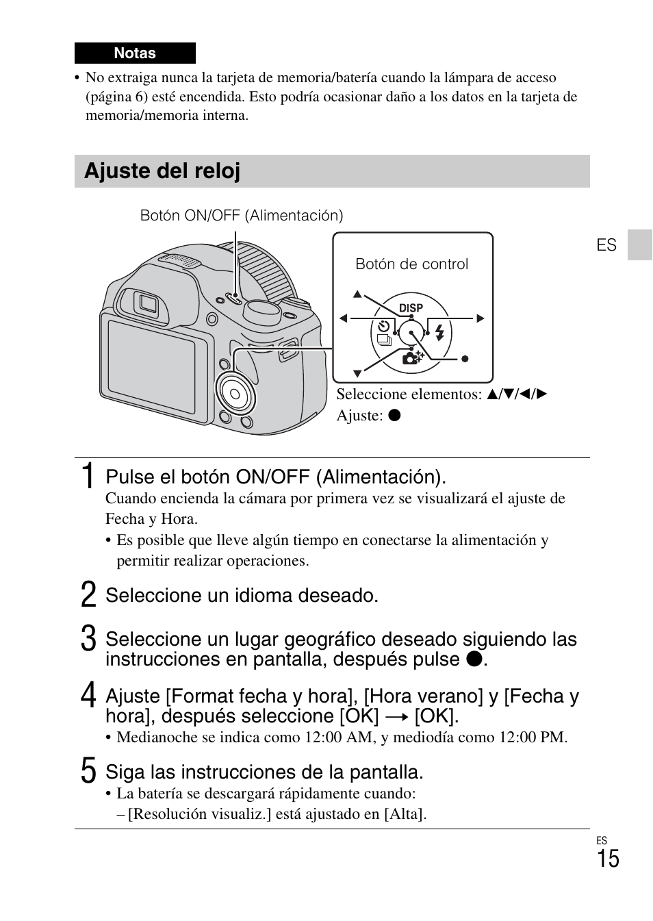 Ajuste del reloj | Sony DSC-HX300 User Manual | Page 47 / 68