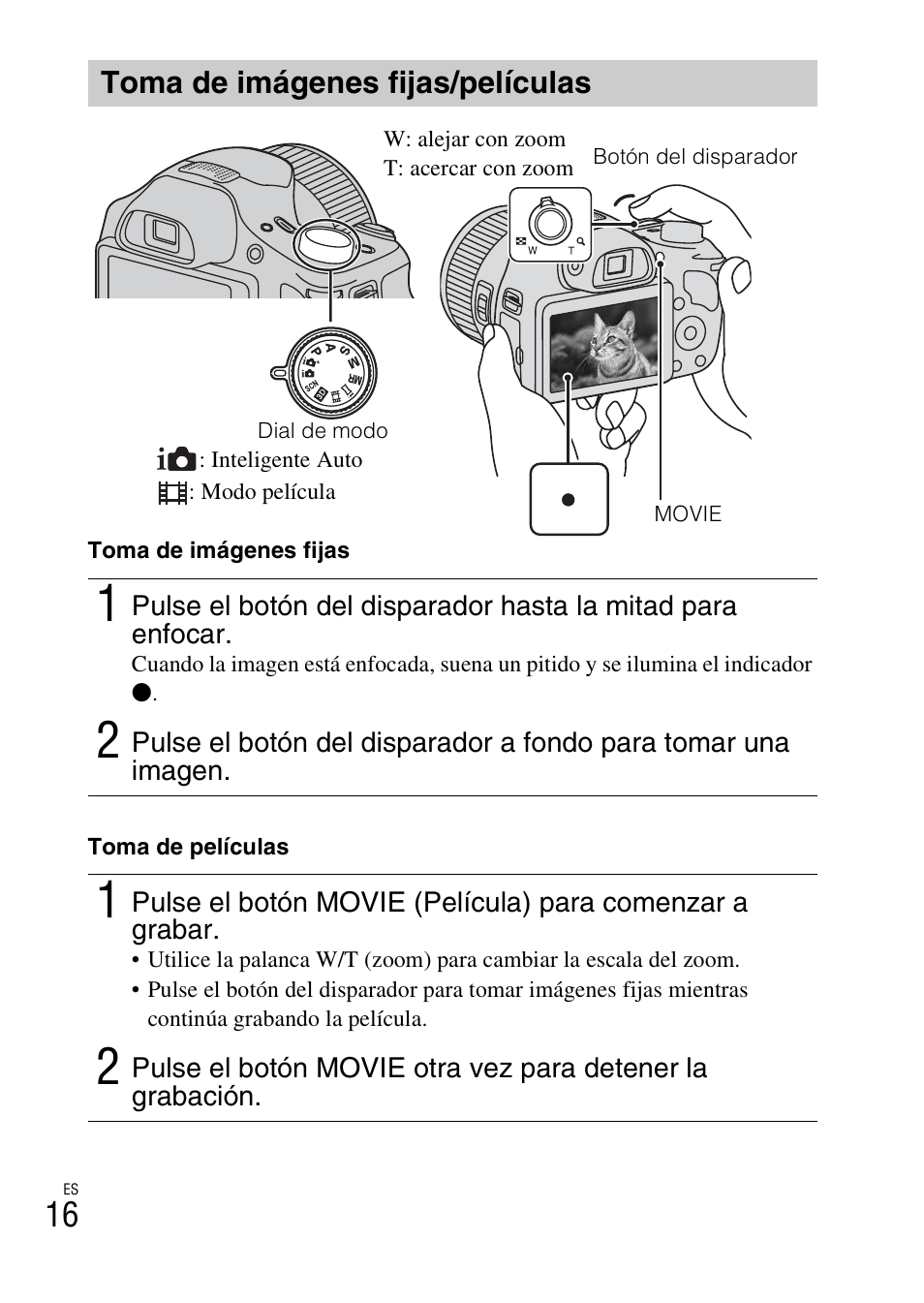 Toma de imágenes fijas/películas | Sony DSC-HX300 User Manual | Page 48 / 68