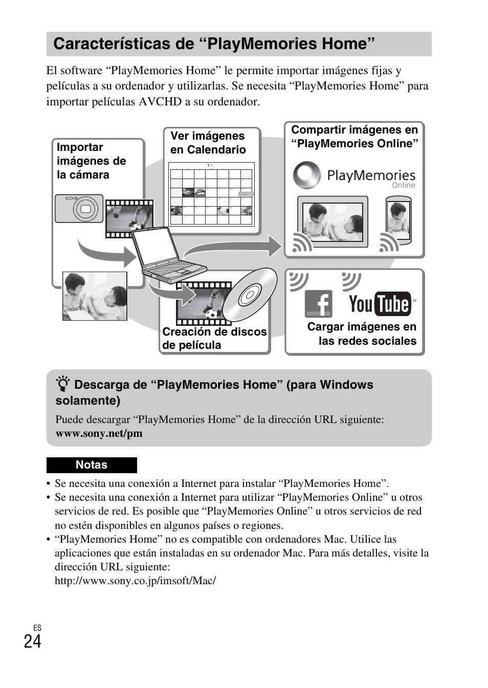 Características de “playmemories home | Sony DSC-HX300 User Manual | Page 56 / 68