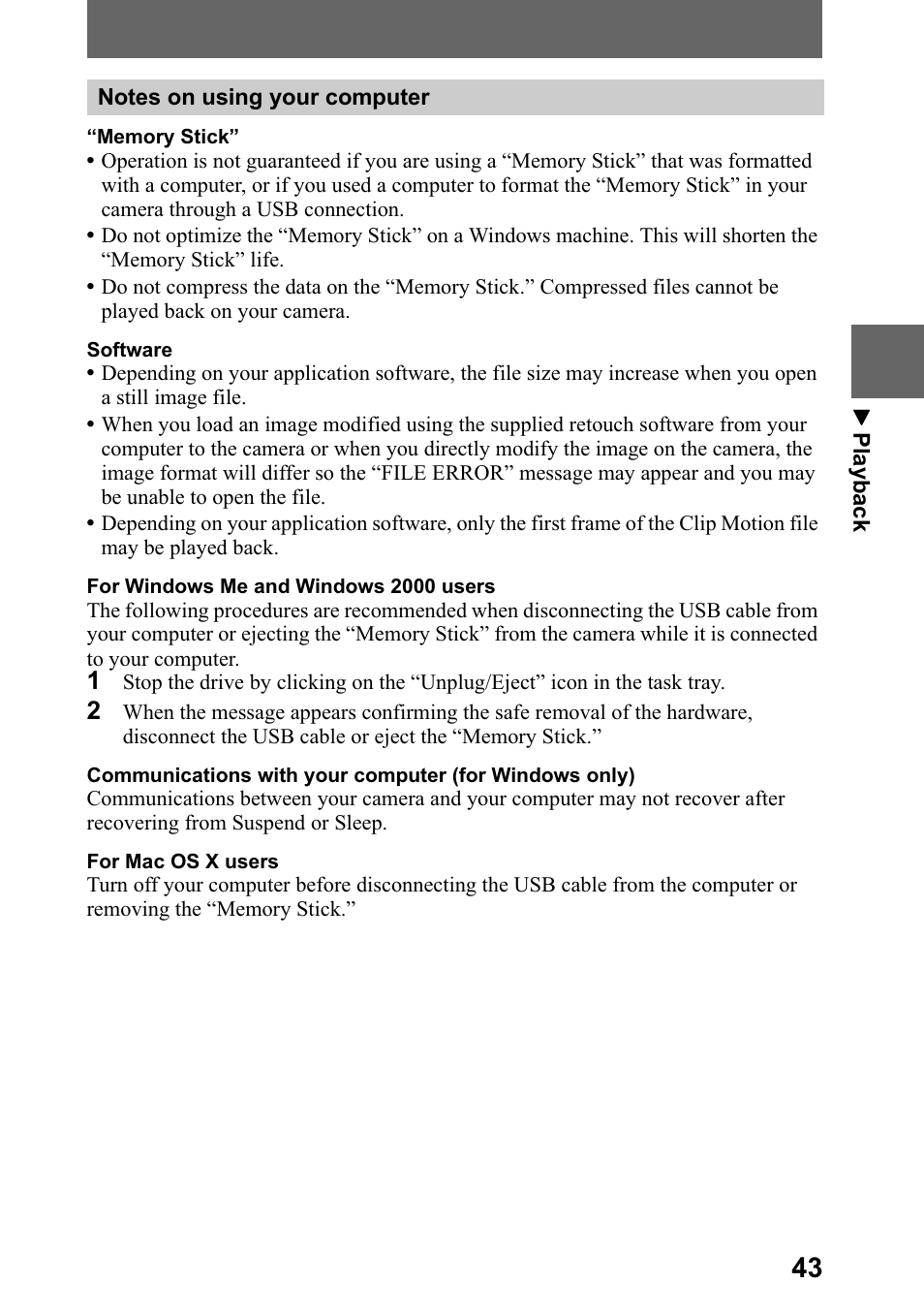 1rwhv rq xvlqj \rxu frpsxwhu sdjh | Sony DSC-P5 User Manual | Page 43 / 100