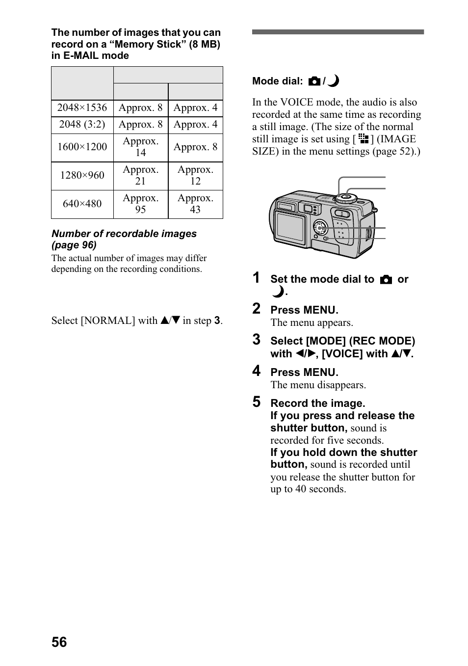 Adding audio files to still images (voice), Gglqj dxglr ilohv wr vwloo lpdjhv 92,&(  sdjh, Gglqj dxglr ilohv wr vwloo lpdjhv | Sdjh | Sony DSC-P5 User Manual | Page 56 / 100