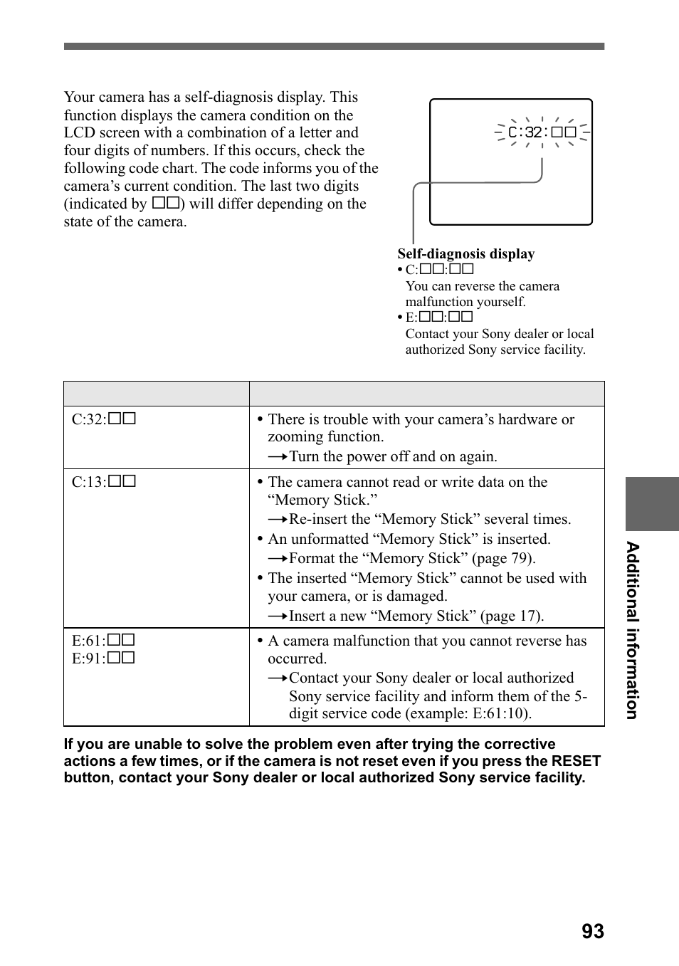 Self-diagnosis display, 6hoigldjqrvlv glvsod, Sdjh | Sony DSC-P5 User Manual | Page 93 / 100