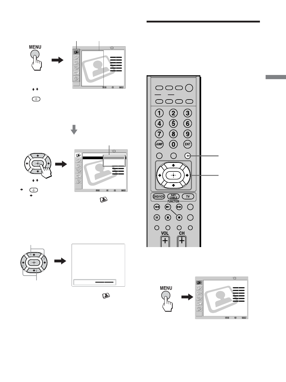 Selecting the on-screen menu language, Selecting the on-screen menu, Language | 2 - 4 1, 5 selecting the on-screen menu language, Connecting and setting the tv, Press menu, Continued) | Sony KLV-23M1 User Manual | Page 39 / 80