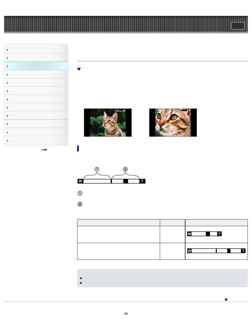 Zoom (movies), Cyber-shot user guide | Sony DSC-TX30 User Manual | Page 45 / 246