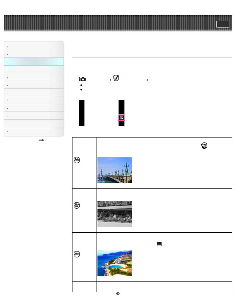 Picture effect, Details, Cyber-shot user guide | Sony DSC-TX30 User Manual | Page 60 / 246