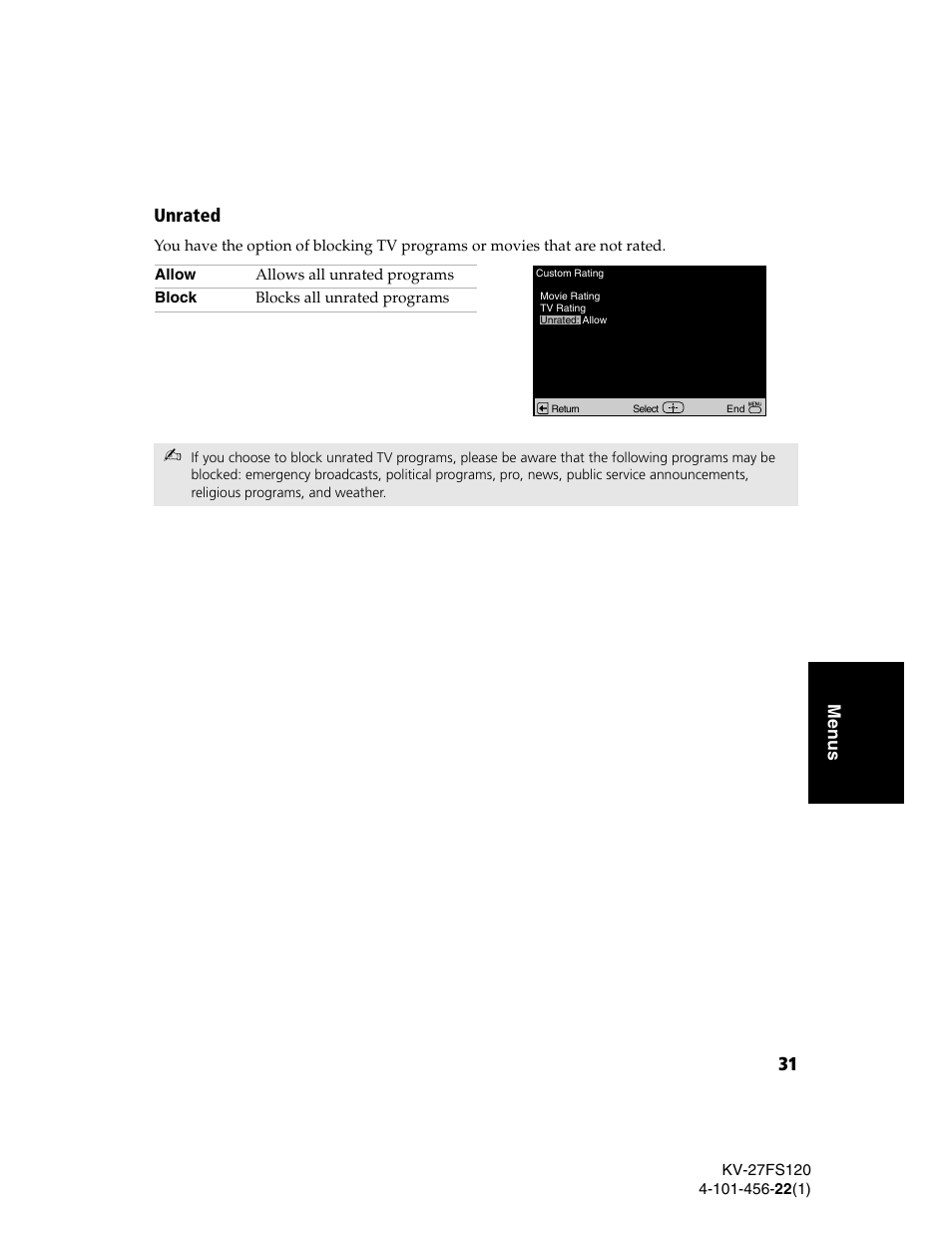 Unrated | Sony KV-27FS120 User Manual | Page 39 / 48