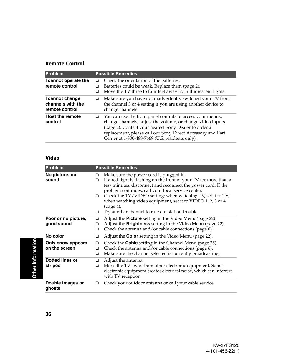 Sony KV-27FS120 User Manual | Page 44 / 48