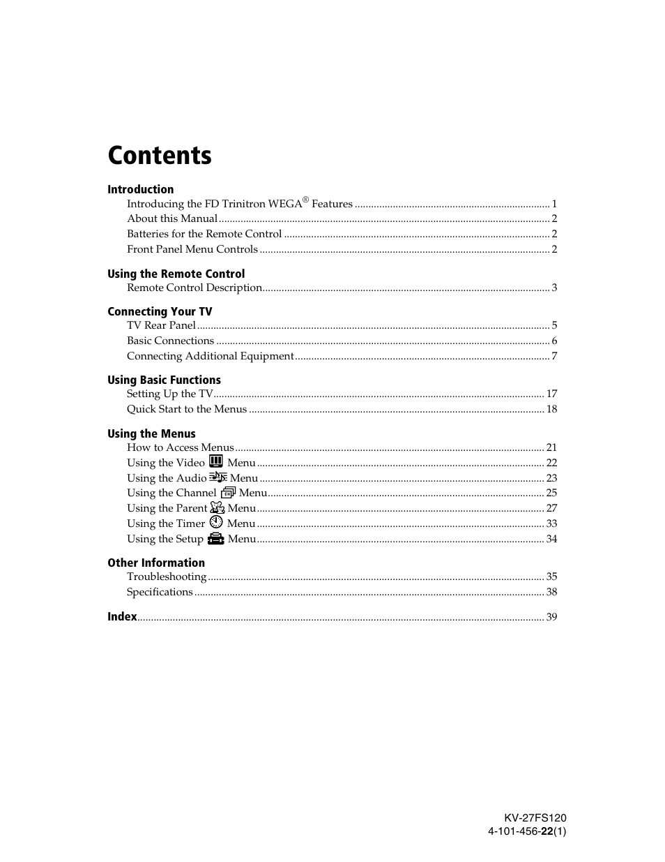 Sony KV-27FS120 User Manual | Page 7 / 48