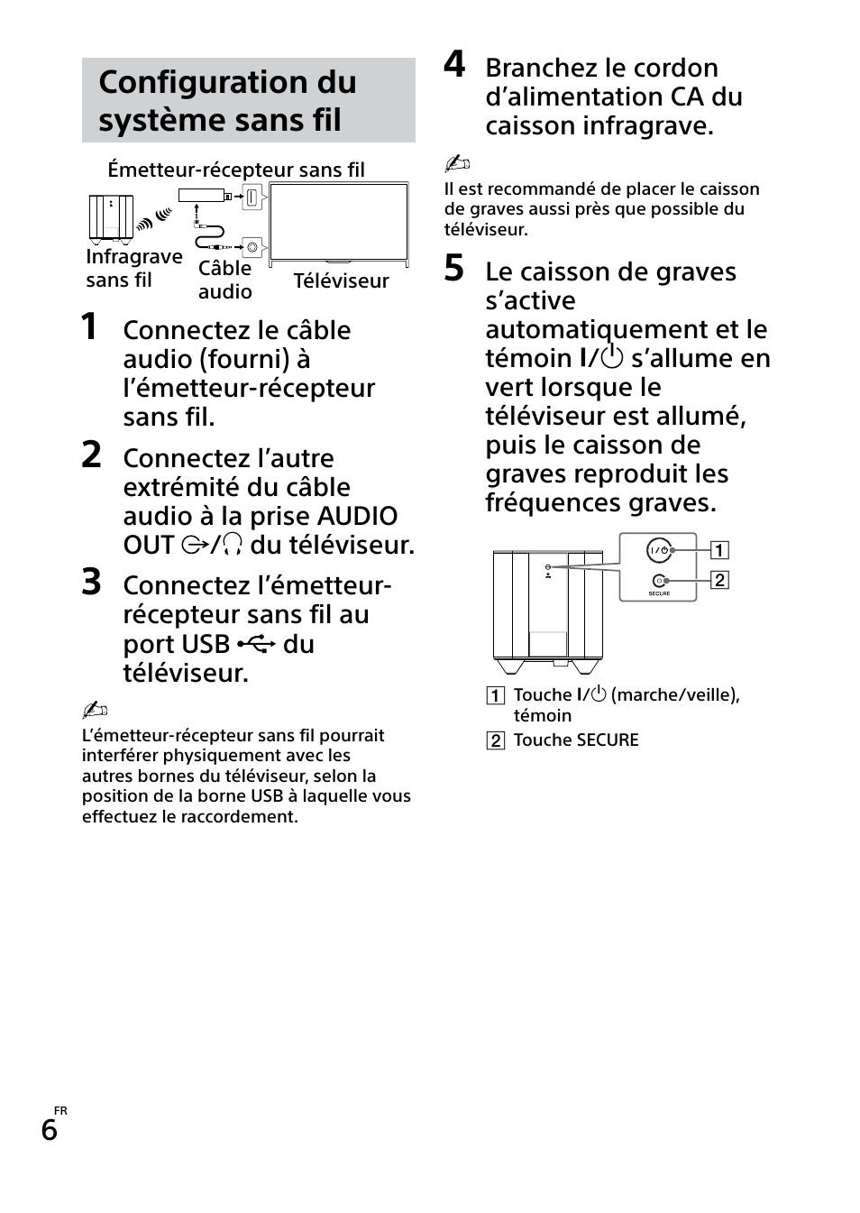 Configuration du système sans fil | Sony SWF-BR100 User Manual | Page 24 / 36