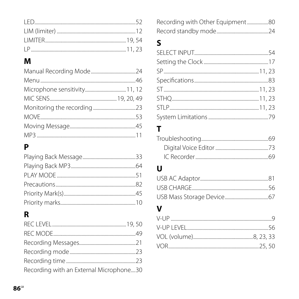 Sony ICD-SX68DR9 User Manual | Page 86 / 88