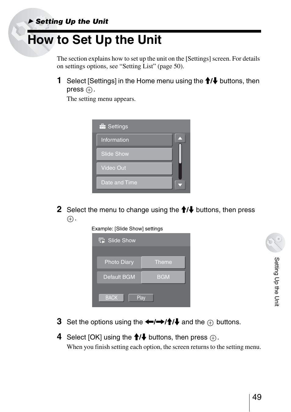 Setting up the unit, How to set up the unit | Sony HDPS-L1 User Manual | Page 49 / 68