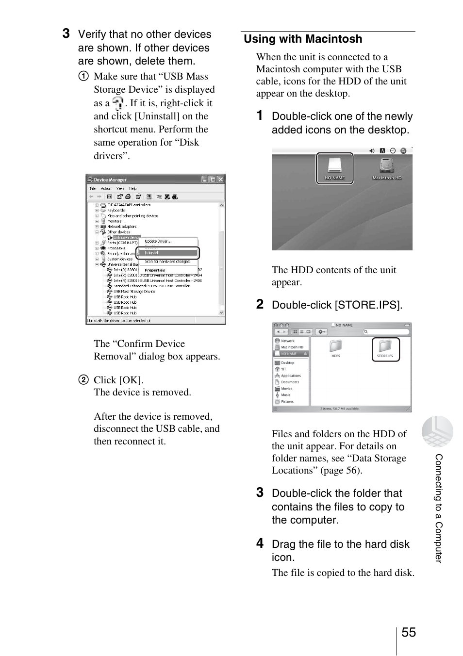 Using with macintosh | Sony HDPS-L1 User Manual | Page 55 / 68