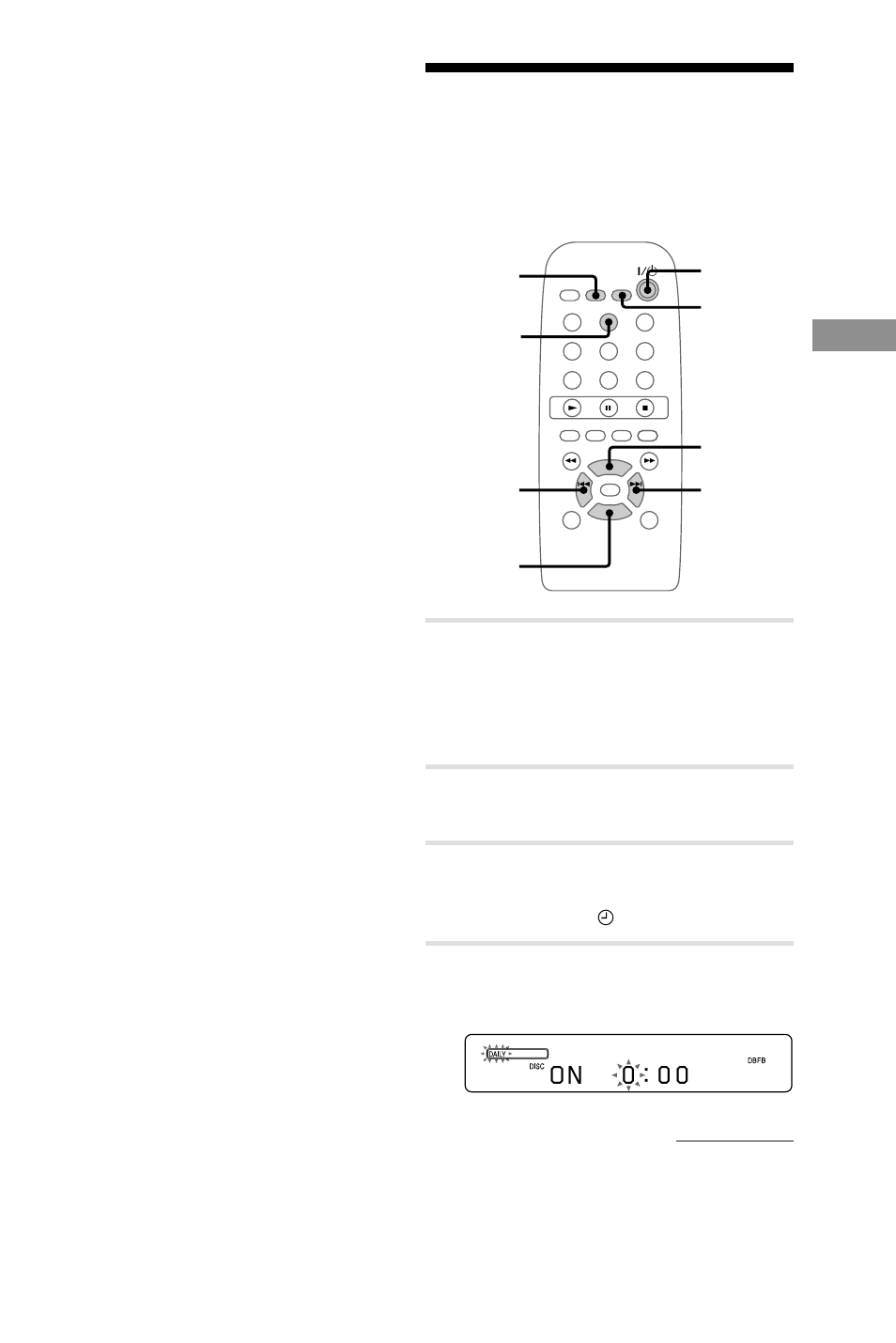 Waking up to music — daily timer, Waking up to music, O n 0 : 0 0 | Sony CMT-RB5 User Manual | Page 17 / 32